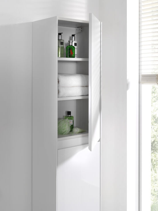 Storke Edge Badhochschrank: Hängend, Weiß glänzend, 40 x 30 x 170 cm