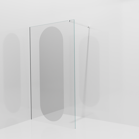 Balmani Modular inloopdouche: 120 x 200 cm, Reflex ovaal spiegelglas, Glanzend chroom profielen