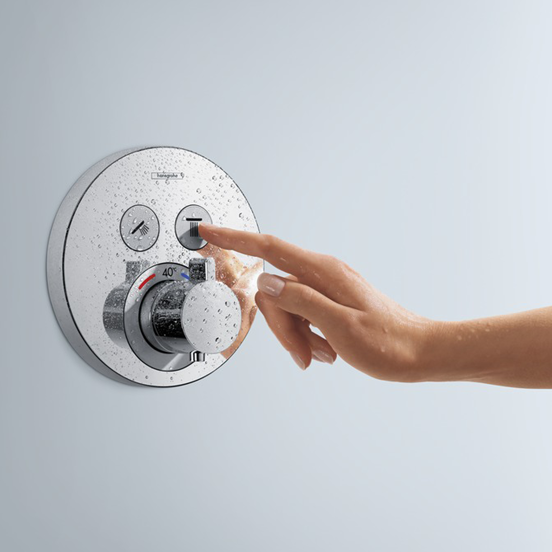Hansgrohe Showerselect S Round Thermostat-Duscharmatur: Unterputz, für 2 Verbraucher, Chrom glänzend