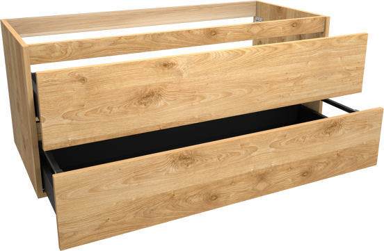 Balmani Lucida hängender Waschbeckenunterschrank: 120 x 55 cm, Eiche rustikal, 2 Schubladen