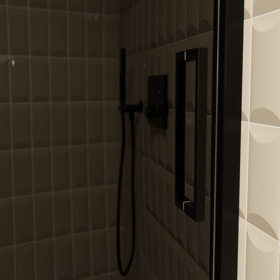 Balmani Senses Design douche schuifdeur omkeerbaar 120 cm x 210 cm Rookglas, Zwarte profielen