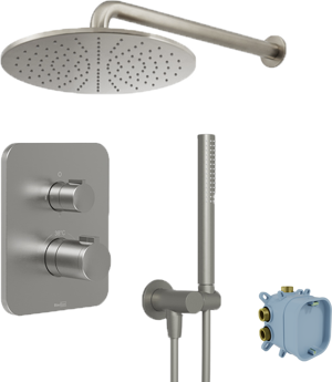 Blaufoss Smartbox Softline Duschsystem: Unterputz, inkl. Thermostat-Duscharmatur, Brushed CoolMetal