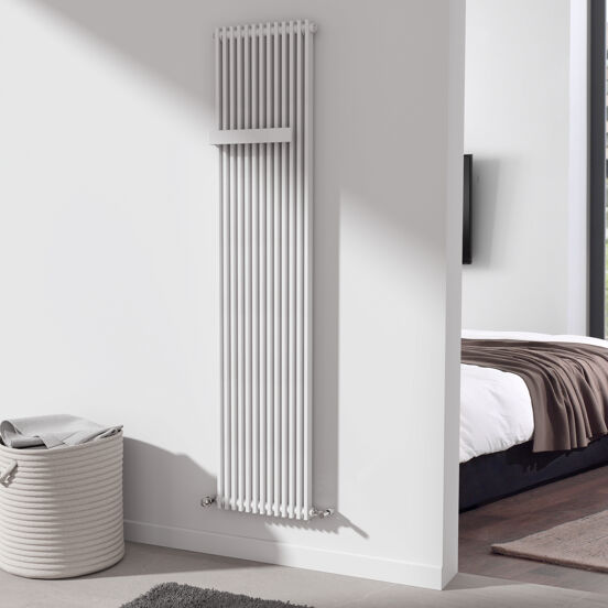 Vipera Corrason enkele badkamerradiator 40 x 180 cm centrale verwarming mat wit zijaansluiting 1.339W