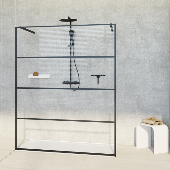 Blaufoss raclette de douche noir mat avec système de suspension pour fixation murale