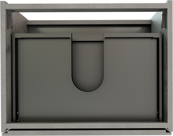 Storke Edge meuble sous-lavabo a poser 60 x 46 cm béton gris foncé 3 tiroirs