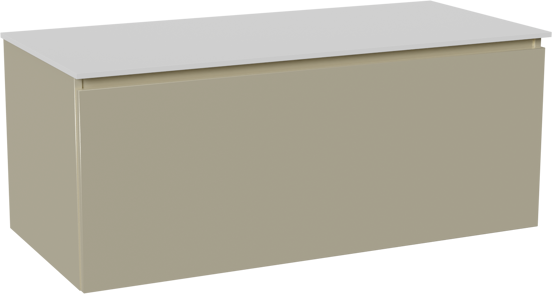 Balmani Sfera zwevend badmeubel 120 x 55 cm dune met Stretto enkel of dubbel wastafelblad in solid surface mat wit