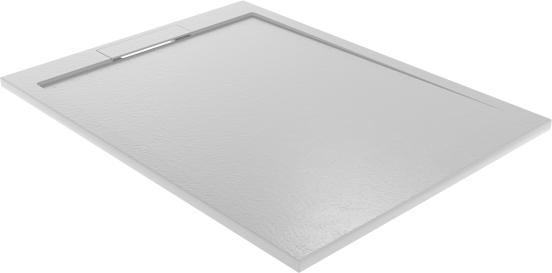 Balmani Indus douchebak 120 x 90 cm composietmarmer lichtgrijs leisteenstructuur