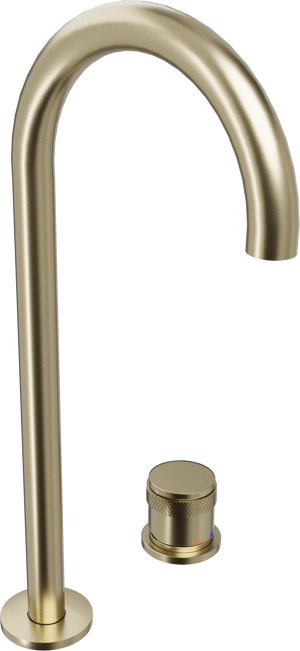 Blaufoss Pavilion Curve verhoogde wastafelkraan Brushed Champagne Gold