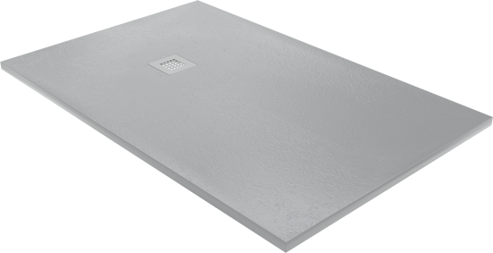 Balmani Vega douchebak 140 x 90 cm composietmarmer donkergrijs leisteenstructuur