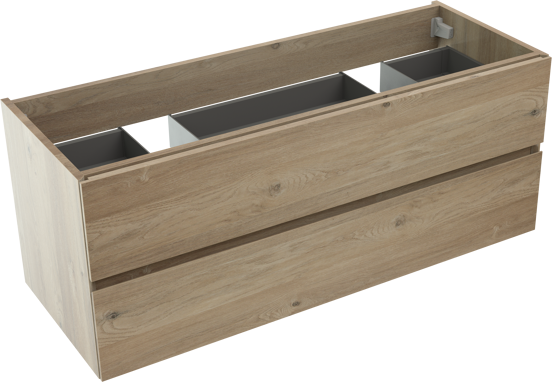 Storke Edge meuble sous-vasque suspendu 120 x 46 cm chêne brut 2 tiroirs 2 découpés de siphon