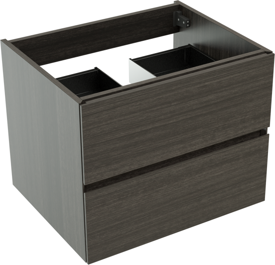 Storke Edge zwevende wastafelonderkast 65 x 52 cm donkere eik 2 lades