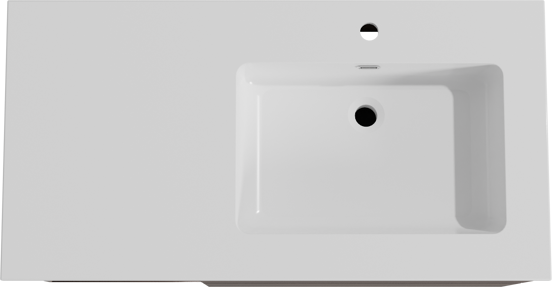 Storke Edge meuble salle de bains suspendu 100 x 52 cm noyer avec Diva plan vasque asymétrique à droite en marbre composite blanc brillant