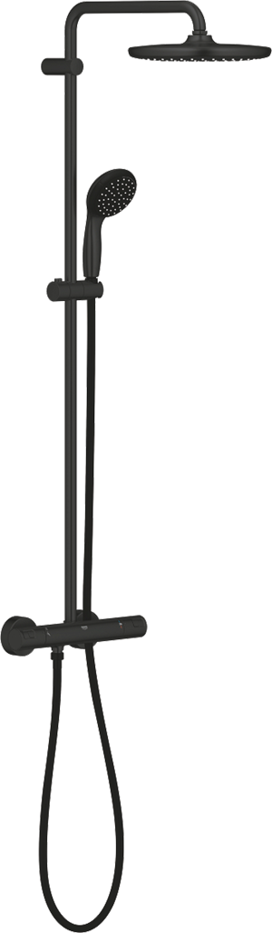 Grohe Vitalio Start Regendusche Duschsystem mit Thermostatbatterie: Wandmontage, Schwarz matt