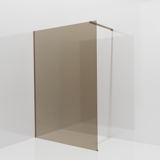 Balmani Modular inloopdouche: 140 x 200 cm, Brons glas met coating, Brushed Rosegold profielen