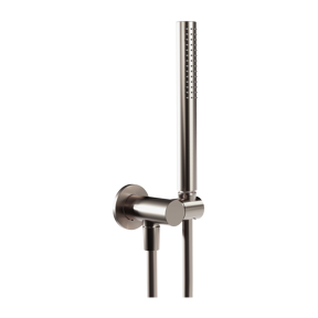 Blaufoss Round handdouche met slang met muuraansluitbocht 1 straalsoort brushed CoolMetal