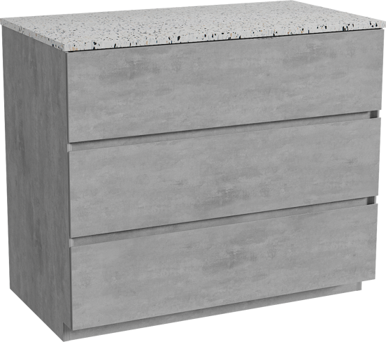 Storke Edge meuble salle de bains à poser 95 x 52 cm béton gris foncé avec Tavola tablette simple en blanc/noir mat terrazzo