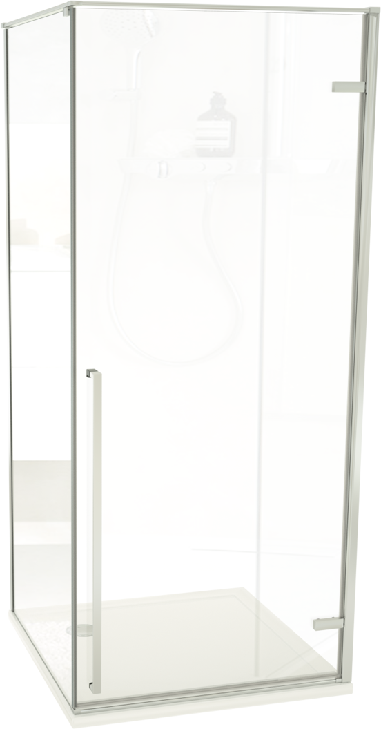 Luca Varess Stilus douchehoek met rechtse draaideur en vaste zijwand 90 x 90 cm helder glas glanzend chroom profiel