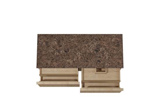 Balmani Forma hängendes Möbelstück Set: 135 x 55 cm, Naturbelassene Eiche, mit Stretto Einzel- oder Doppel Waschtischplatte, Marmor, Dark Emperador, Vertikale symmetrische gerade Rippe