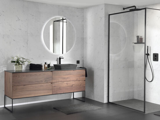 Balmani Framed inloopdouche 120 x 210 cm helder glas mat zwart profiel