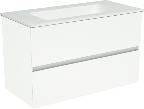 Storke Edge meuble salle de bains suspendu 80 x 40 cm blanc mat avec Mata plan simple en solid surface blanc mat