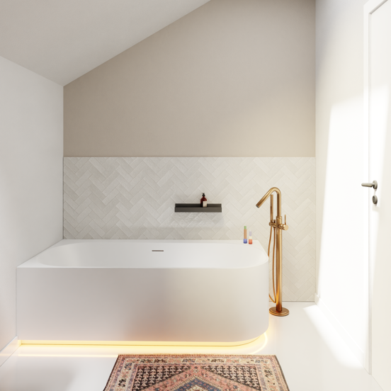 Luca Varess Laguna baignoire d'angle gauche duo avec LED 170 x 85 cm acrylique blanc mat