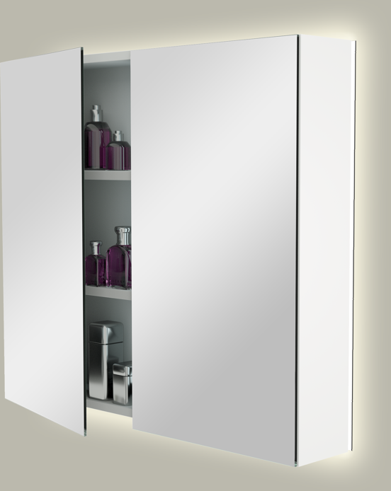 Storke Reflecta spiegelkast 85 x 75 cm mat wit met spiegelverlichting