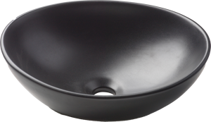 Luca Varess Denza Aufsatzwaschbecken: Schwarz matte Keramik, oval, 40,5 x 34 cm
