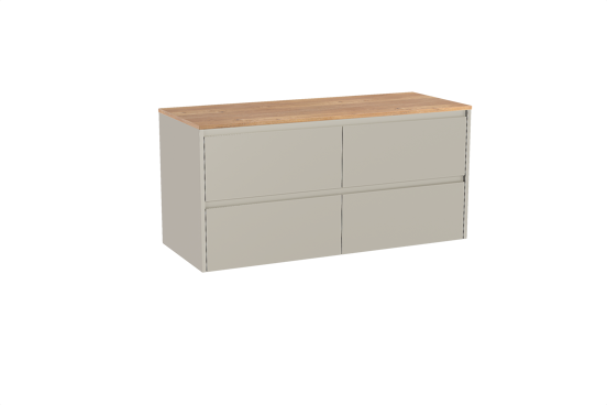Storke Seda hängendes Möbelstück Set: 130 x 52 cm, Seidengrau, mit Panton Einzel- oder Doppel Waschtischplatte, Melamin Rohe Eiche