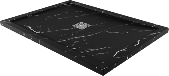 Linie Lido receveur de douche 120 x 90 cm marbre composite aspect marbre noir texture ardoise