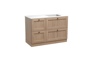 Balmani Lemon staand badkamermeubel 120 x 55 cm verweerde eik met Tablo Stretto asymmetrisch rechtse wastafel in solid surface mat wit