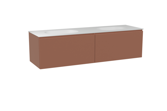 Balmani Sfera hängendes Möbelstück Set: 180 x 55 cm, Cotto, mit Tablo Oval Doppelwaschtisch, Solid Surface Weiß matt