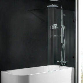 Luca Varess Solid pare-baignoire simple 80 cm verre clair profil noir mat