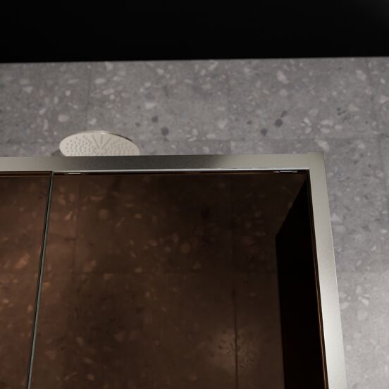 Balmani Senses Design douchehoek met linkse schuifdeur en vaste zijwand, 120 x 100 cm, Brons, Brushed CoolMetal profielen