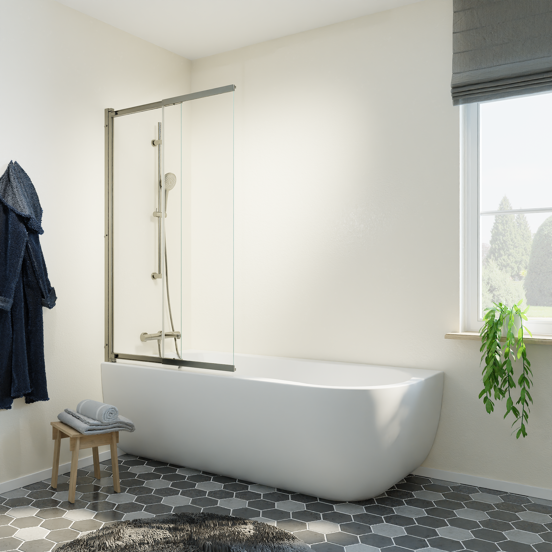 Luca Varess Vetras pare-baignoire extensible 100 cm verre transparent profilé Gunmetal brossé