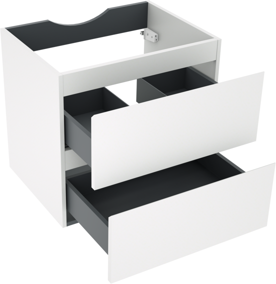 Linie Lado meuble sous-vasque suspendu 60 x 46 cm blanc mat 2 tiroirs