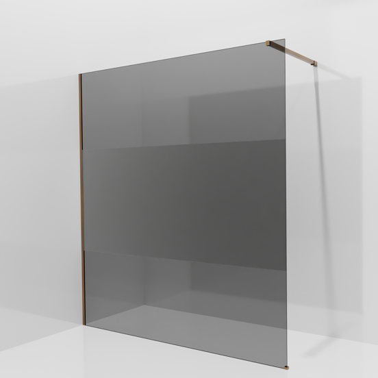 Balmani Modular inloopdouche: 180 x 200 cm, Rookglas met matte strook met coating, Brushed Rosegold profielen