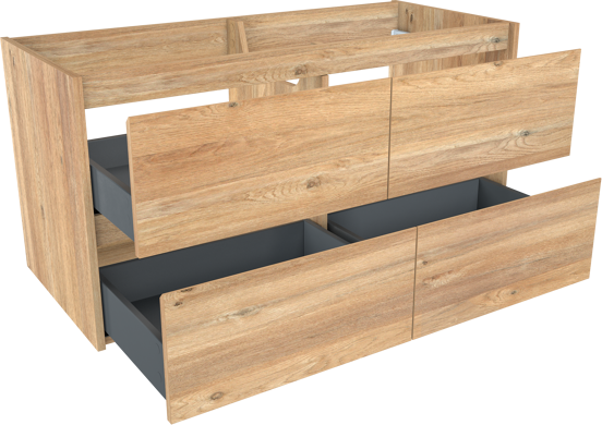 Storke Seda zwevend wastafelonderkast 120 x 52 cm ruw eiken 4 lades