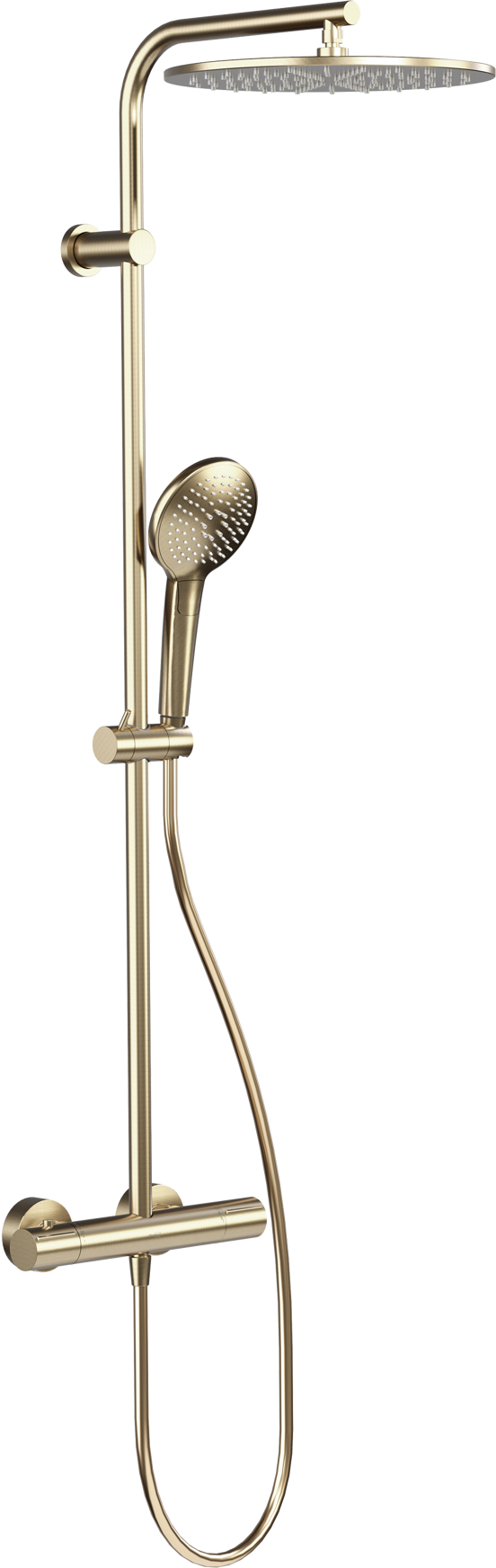 Blaufoss Round 300 colonne de douche de pluie robinet thermostatique Brushed Champagne Gold