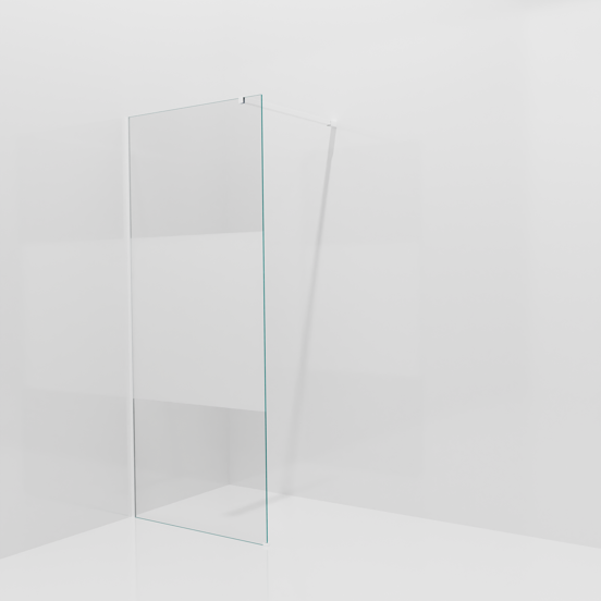Balmani Modular inloopdouche 90 x 200 cm helder glas met matte strook mat wit profiel