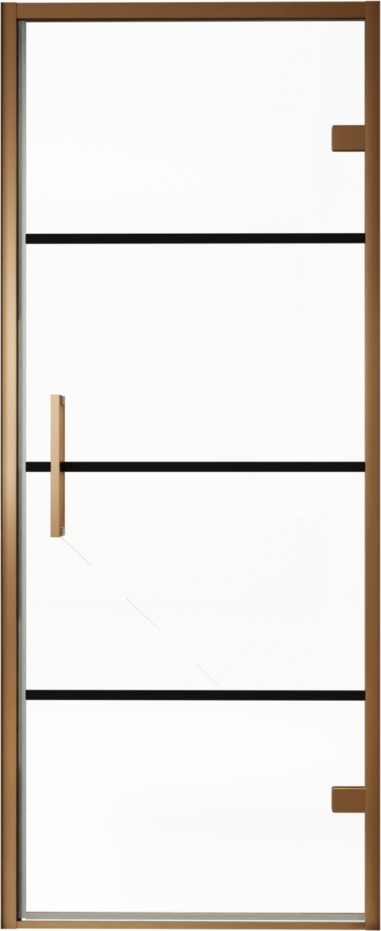 Balmani Senses Design douche draaideur rechts 90 cm x 210 cm Lined glas, Brushed Rosegold profielen, met coating