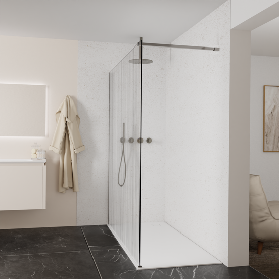 Balmani Modular inloopdouche: 180 x 200 cm, Mikado, Brushed GunMetal profielen