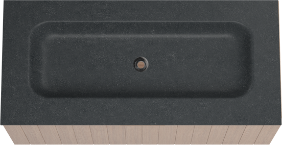 Balmani Adagio meuble salle de bains suspendu 120 x 55 cm chêne vieilli avec Tablo Arcato plan simple pour 2 trous de robinet en granit noir