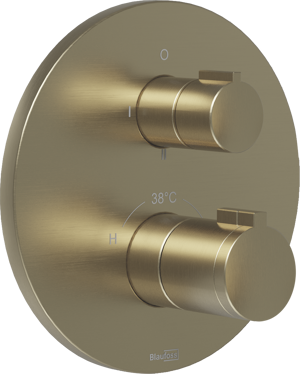 Blaufoss Smartbox Round thermostat encastrable 2 ou 3 sorties Brushed Champagne Gold incl élément intégré