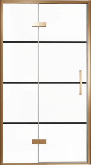 Balmani Senses Design porte pivotante à gauche 120 cm x 210 cm verre Lined, Profil Brushed Rosegold, coating inclus