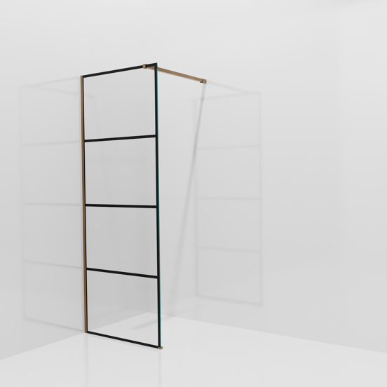 Balmani Modular inloopdouche: 80 x 200 cm, Lined met coating, Brushed Rosegold profielen