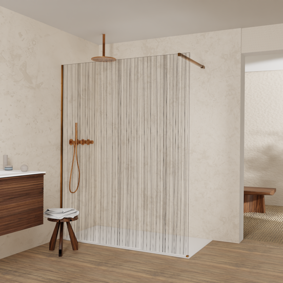 Balmani Modular inloopdouche: 160 x 200 cm, Mikado met coating, Brushed Rosegold profielen