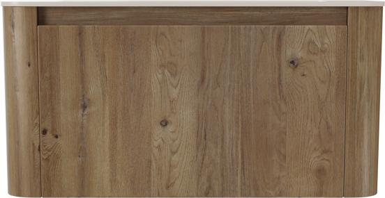 Storke Soft hängendes Möbelstück Set: 100 x 46 cm, Eiche rau, mit Mata Soft Einzelwaschtisch Solid Surface Beige Granit