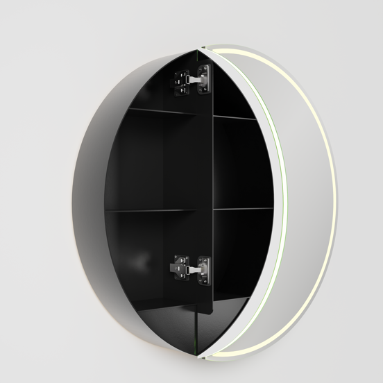 Balmani Mara spiegelkast Rond Ø 70 mat zwart met spiegelverlichting en anti-damp