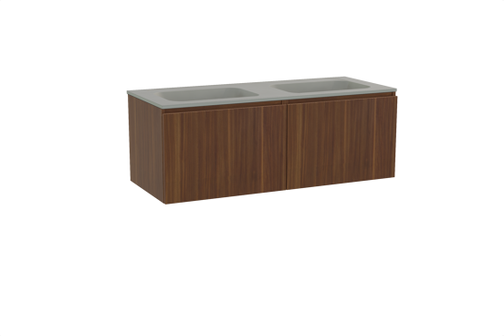 Balmani Sfera meuble salle de bains suspendu 135 x 55 cm noyer américain avec Tablo Strada double vasque en marbre composite soie grise
