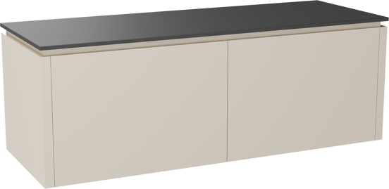 Balmani Eclips meuble salle de bains suspendu 150 x 55 cm Sandbeige avec Stretto tablette simple ou double en Granit noir